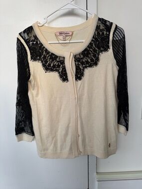 Juicy Couture 3/4 laced sleeve cardigan size XS
